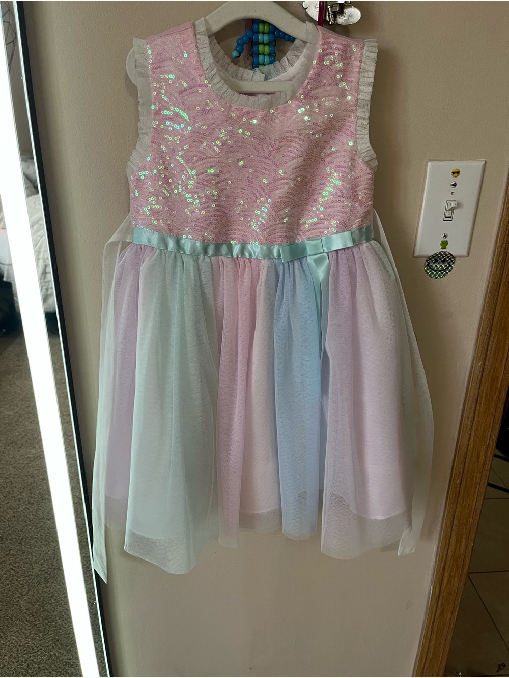 Jona Michelle Pink Pastel Sequin Tulle Party Dress